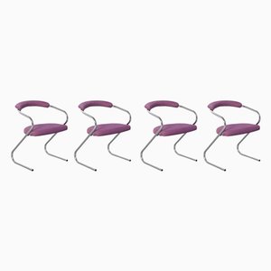 Italian Purple Dining Chairs, 1970s, Set of 4