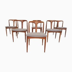 Sedie da pranzo Juliane in teak di Johannes Andersen per Uldum Mobelfabrik, Danimarca, anni '60, set di 6