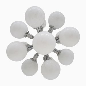 Mid-Century Sputnik Hängelampe aus Metall mit 13 Glaskugeln, 1970er