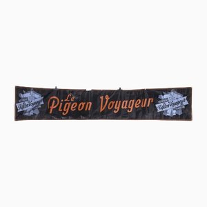 Bandeau Publicitaire Pigeon Voyageur en Toile Noire et Bleue, 1950s