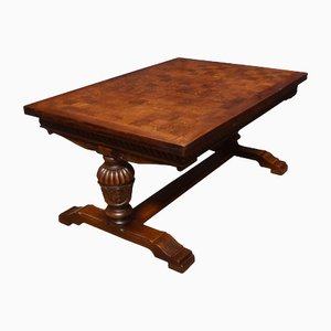 Large Oak Parquetry Top Refectory Table