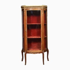 Walnut Bow Fronted Display Cabinet