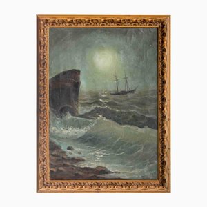 Ivan Konstantinovich Gavrilov, Seascape with a Sailing Ship, 20th-Century, Oil on Canvas, Framed