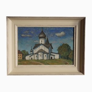 BA Smirnov-Rusetsky, Chiesa dell'Ascensione del Signore, 1969, Pastello su carta, Incorniciato