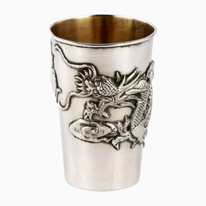 Bicchiere in argento cinese con drago