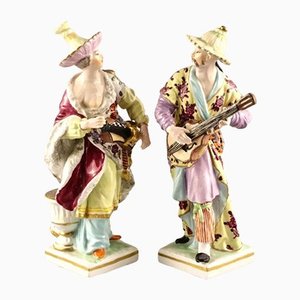 Músicos chinos de porcelana de KPM. Juego de 2