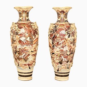 Japanese Outdoor Satsuma Vases, Set of 2