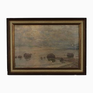 Paisaje marino cerca de Tallin, siglo XX, óleo sobre lienzo, enmarcado