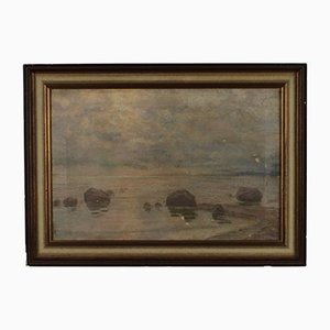 Seascape Near Tallinn, 20th-Century, Oil on Canvas, Framed