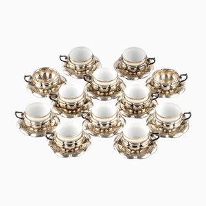 Porcelain Coffee Set in Silver, 1920s