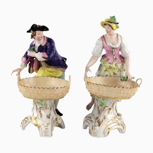 Porcelain Winegrower and Gardener Candy Bowls from KPM, Set of 2