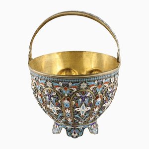 Sucrier en Argent Décoré d'Émail Cloisonné, Russie