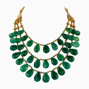Gold-Plated Metal & Chrysoprase Necklace
