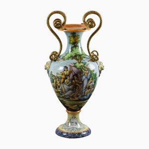 Majolica Bodenvase mit Schlangen