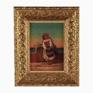Neapolitan Woman, 19th Century, Oil on Canvas, Framed