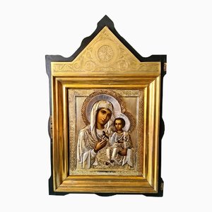 19. Jh. Die antike Ikone der Gottesmutter Iverskaya von Nikolai Grachev, Russland