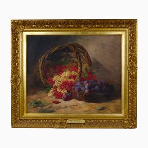 Brunel De Neuyille, Still Life with Berries, Oil on Canvas, Framed