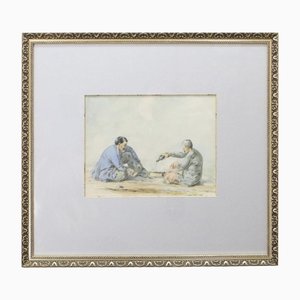 At the Mangal, 19th-20th Century, Watercolor on Paper, Framed