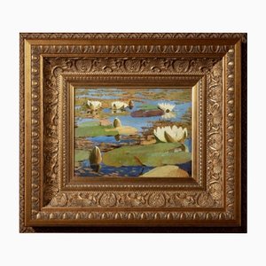 D.A. Lishchenko, Water Lilies, Early 20th Century, Mixed Media on Paper, Framed