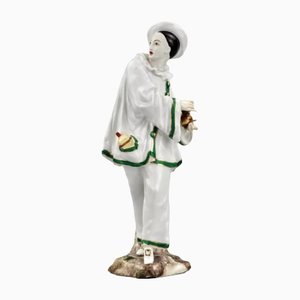 Deutsche Pierrot Figur aus Porzellan, 19. Jh
