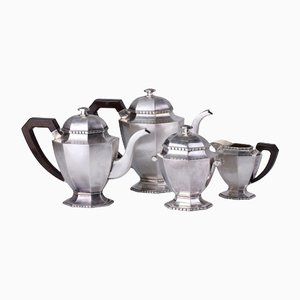 Silbernes Tee- und Kaffeeservice im Art Deco Stil, 4 . Set