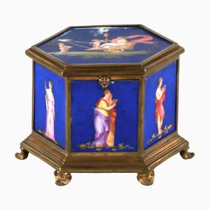 Brass Box with Muses on Porcelain Panels