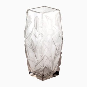 Large Crystal Vase with Irises