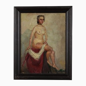 A Misurev, Desnudo, siglo XX, óleo sobre lienzo, enmarcado