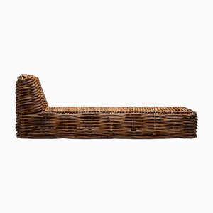 Mid-Century Modern Rattan Day Bed Chaise Longues by Tito Agnoli, 1960s