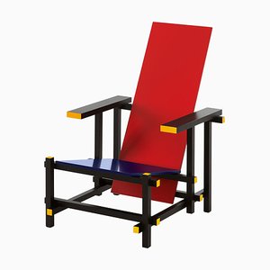 Sedia rossa e blu di Gerrit Rietveld per Cassina