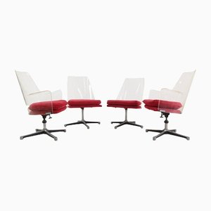 Acrylic Swivel Office Chairs in the Style of Laverne and Kagan, Set of 4