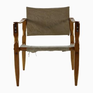 Danish Safari Chair with Wooden Armrests