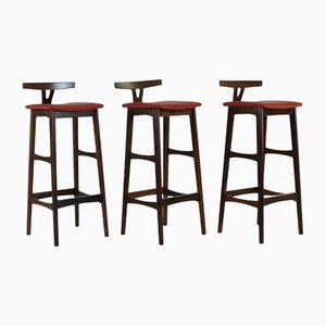 Rosewood Barstools by Erik Buck for Darlund, Set of 3