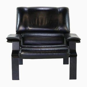 Lem Stuhl aus schwarzem Leder von Joe Colombo für Bieffeplast