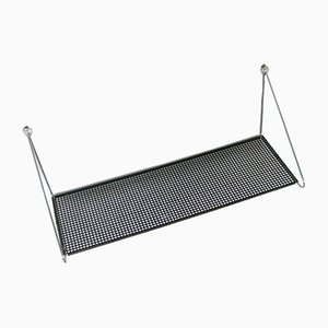 Wall Mount Book Shelf in Black Perforated Metal by Pilastro Holland