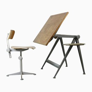 Tavolo da disegno con sedia di Friso Kramer per De Cirkel Holland, set di 2