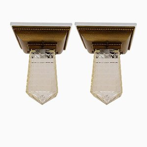 Ceiling Lamp with Cut Glass, Set of 2