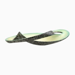 Mid-Century Black, Yellow and Green Ceramic Sinuous Centrepiece by Vibi, Italy