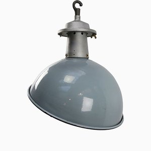 Lampes à Suspension Industrielles Vintage en Émail Gris