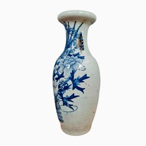 Very Large Chinese Porcelain Vase with Blue Enamelled Decor in Branches, 19th Century