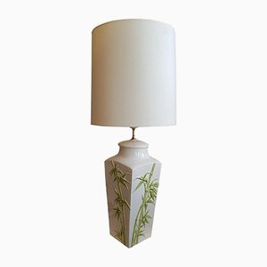 Mid-Century Italian Bamboo Pattern Majolica Table Lamp