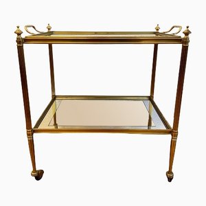 Neoclassical French Brass Bar Cart with Removable Tray