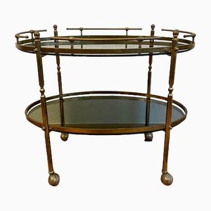 Mid-Century Bar Cart with Golden Brass Frame and Wheels