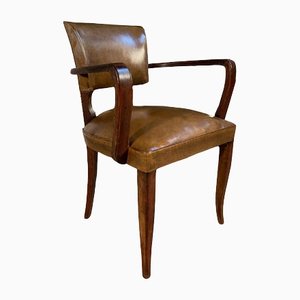 Antique French Leather Bridge Chair