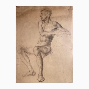 David Maccoby, Male Nude, 20th Century, Pencil Drawing