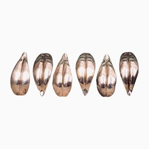French Silver Plated Knife Rests in Peach Leaf Form, Set of 6