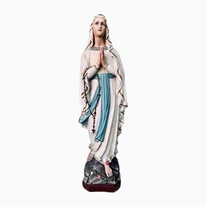 Große antike französische Gips oder Kreide Ware Statue der Gottesmutter der Jungfrau Maria
