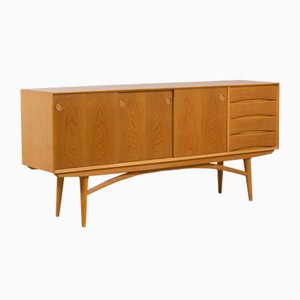 Scandinavian Oak Sideboard with Sliding Doors and 4 Drawers in the Style of Arne Vodder