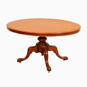 Victorian Tilt-Top Dining Table on a Carved Tripod Base with Castors
