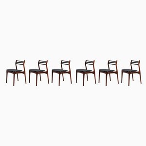 Scandinavian Chairs in Solid Teak by P. E. Jorgensen for Farso Mobelfabrik, Set of 6
